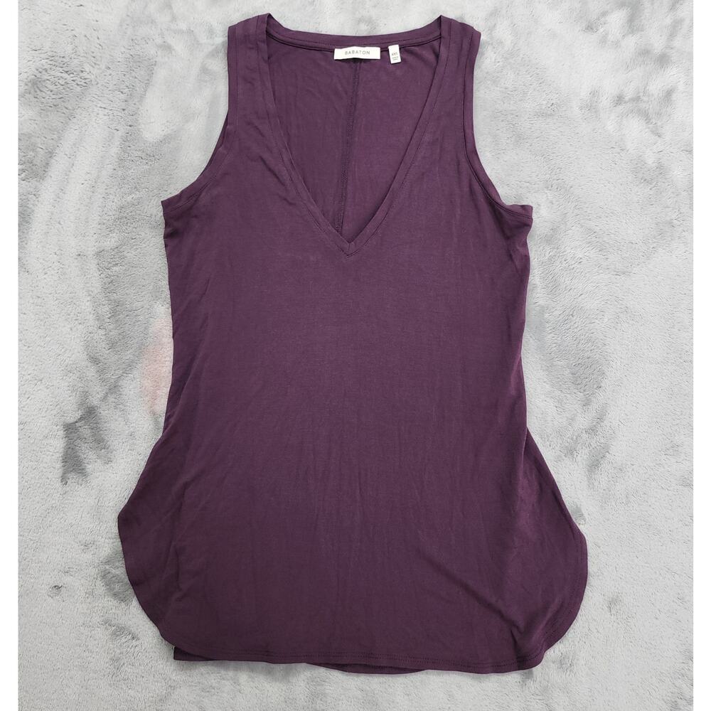 Aritzia Babaton Top Womens XXS Purple Zayn Relaxed Lux Stretch Rayon V-Neck Tank